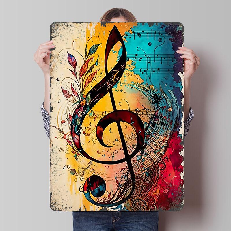 

Musical Staff Notes Metal Poster Customized Wall Art Retro Vintage Tinplate Signs for Interior Decoration Living Room Decor Men 20x30cm（7.8x11.8inch）