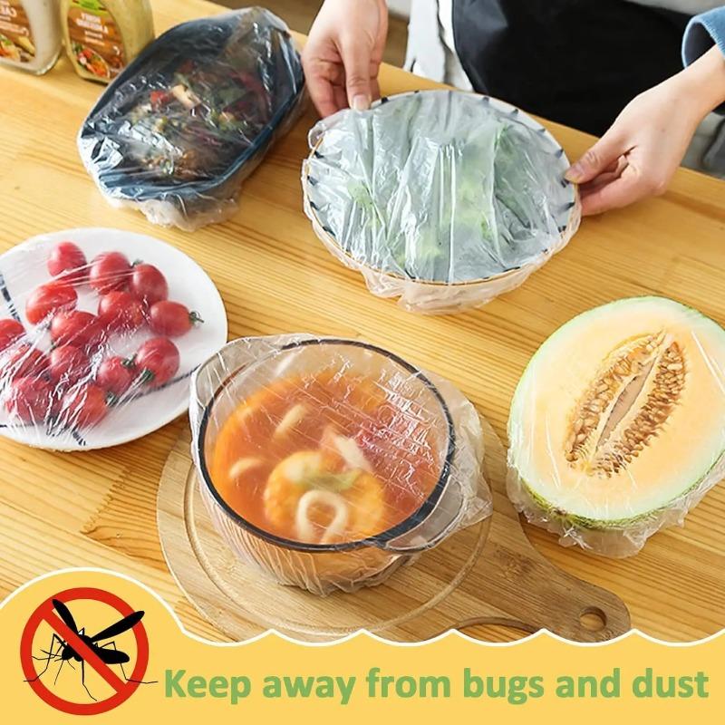 Food Bowl Covers Reusable Elastic BPA Free Plastic Wrap Alternative To Foil Dish Plate Covers for Leftovers Fruits Vegetables