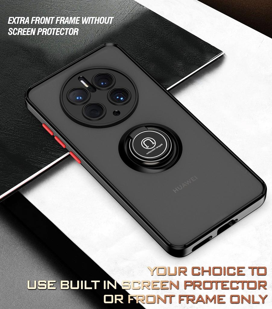 Shockproof Matte Case for Huawei Mate 50 Pro Cover For HUAWEI 40 30 Pro Metal Ring Holder Armor Hard Cover Phone Case