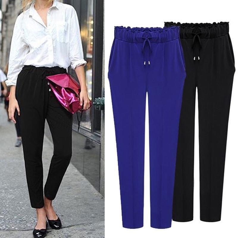 Comfortable Women Harem Pants Long Trousers With Drawstring And Breathable Fabric