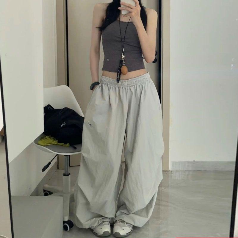 [Quick-drying] ins Internet celebrity retro American summer wide-leg loose sports dancing jazz casual tooling trousers