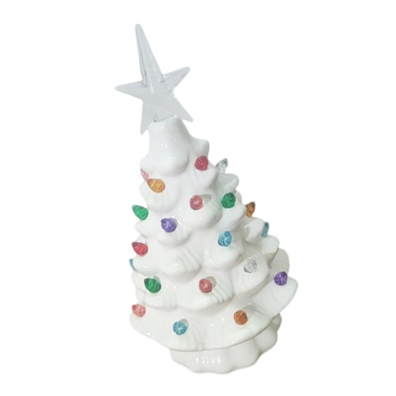 Hand Painted Christmas Tree Night Light Festival Desktop Ornament Decorative Ceramic Home Decoration for Bedsides