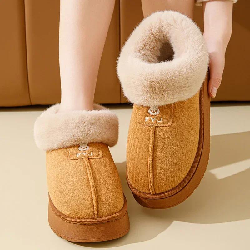 Fashion Thicken Warm Faux Fur Ankle Boots for Women 2024 Winter Platform Long Plush Snow Boots Woman Non-Slip Soft Cotton-Padded Shoes
