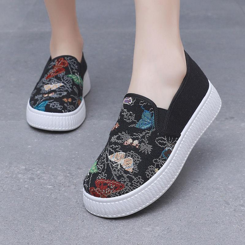 

Модная женская парусиновая обувь слипоны с узором плоская весна осень женская обувь оригинальный дизайнер роскошь 39 повседневная стильная акция 40