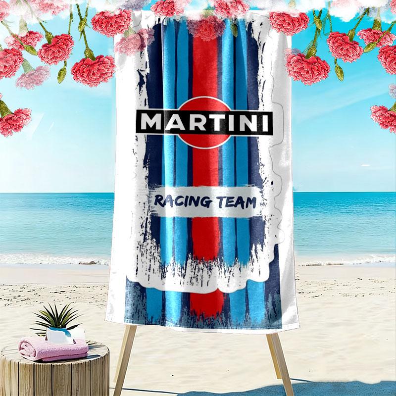 Martini Racing Print Strandtuch, Großes Weiches Schnelltrocknendes Handtuch für Strand Camping Schwimmen