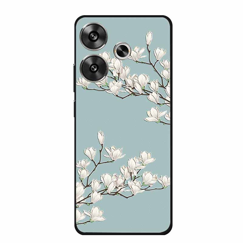 3D Embossed Case For Xiaomi Poco M6 4G Phone Case M 6 Plus Flowers Silicone Soft Coque For Xiaomi Redmi 13 13x Back Cover Case