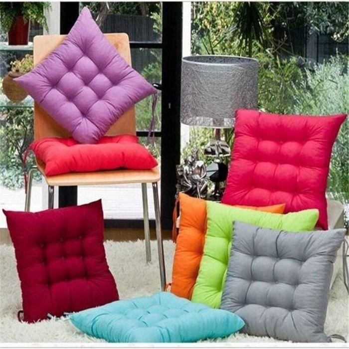 Coussins de chaises - AIMOONSA - Carré 40x40 - Capitonné 9/16 pts - Ensemble 6 pièces - Gris