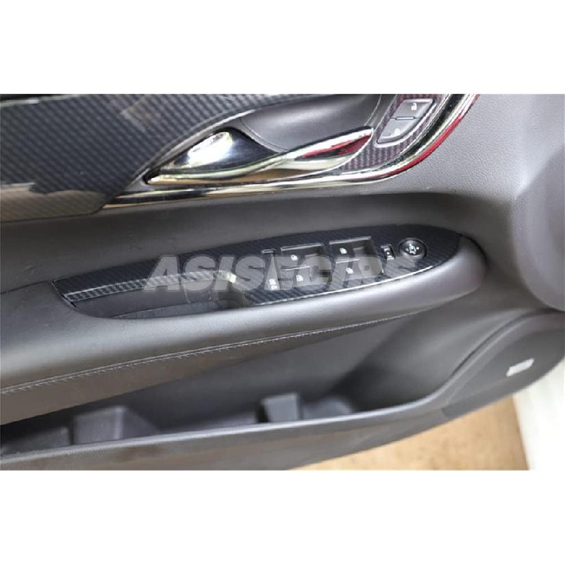 Carbon Fiber Look Interior Car Door Armrest Window Lift Switch Button Panel Trim Cover for Cadillac ATS 2013-2019 ABS Plastic Window Lift Panel Trim