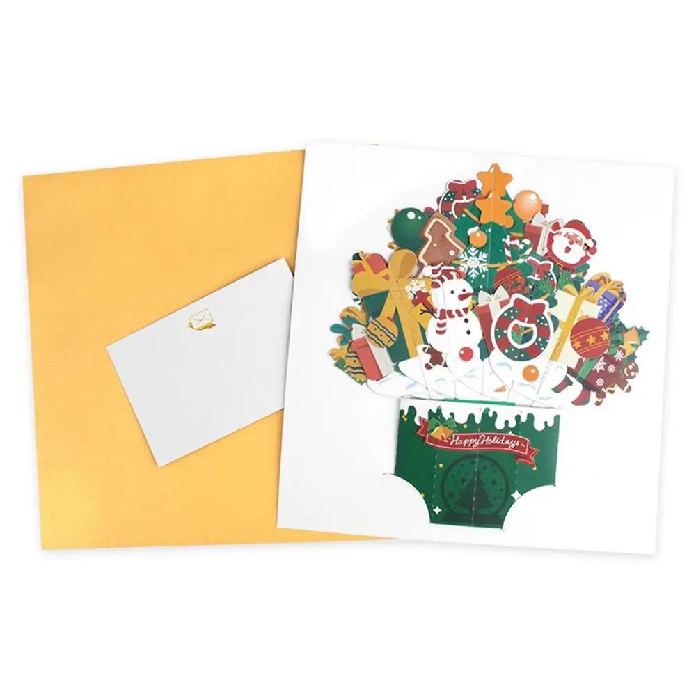 Biglietto di Auguri Natalizio 3D Multicolore Creativo con Busta Cartolina Buon Natale Artigianato Pop-Up Biglietti di Benedizione Regalo