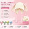 Soft Plush Bunny Ear Hat Fuzzy Texture Plush Winter Hat Convenient to Use Earflap Beanie Hat  Women