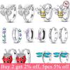 925 Silver Bees Butterflies Insects Series Zircon Hoop Earrings Women Jewelry Gifts Accessories