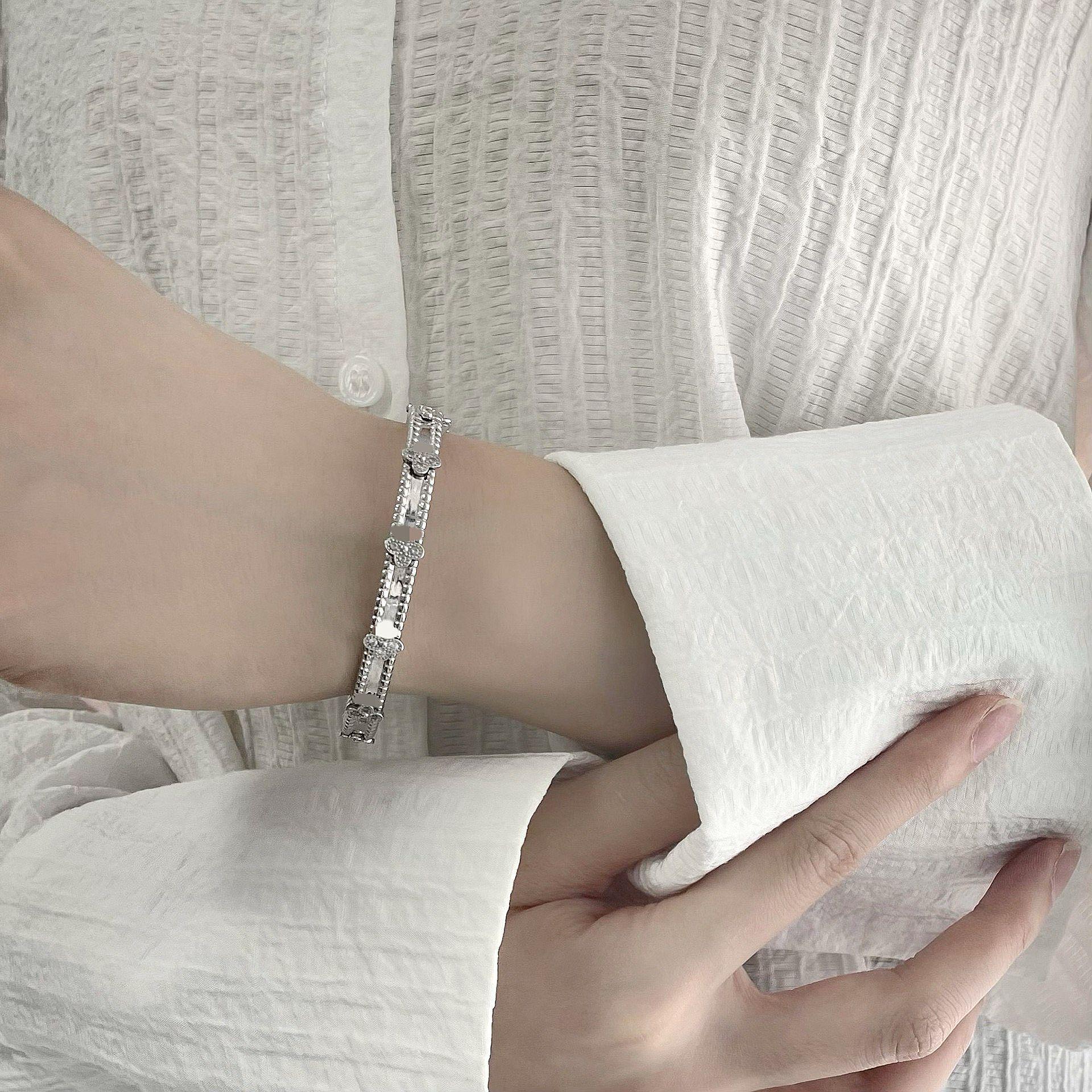 

S925 стерлингового серебра узкий бриллиантовый калейдоскоп тяжелый промышленный лазерный свет роскошный браслет 925 Silver