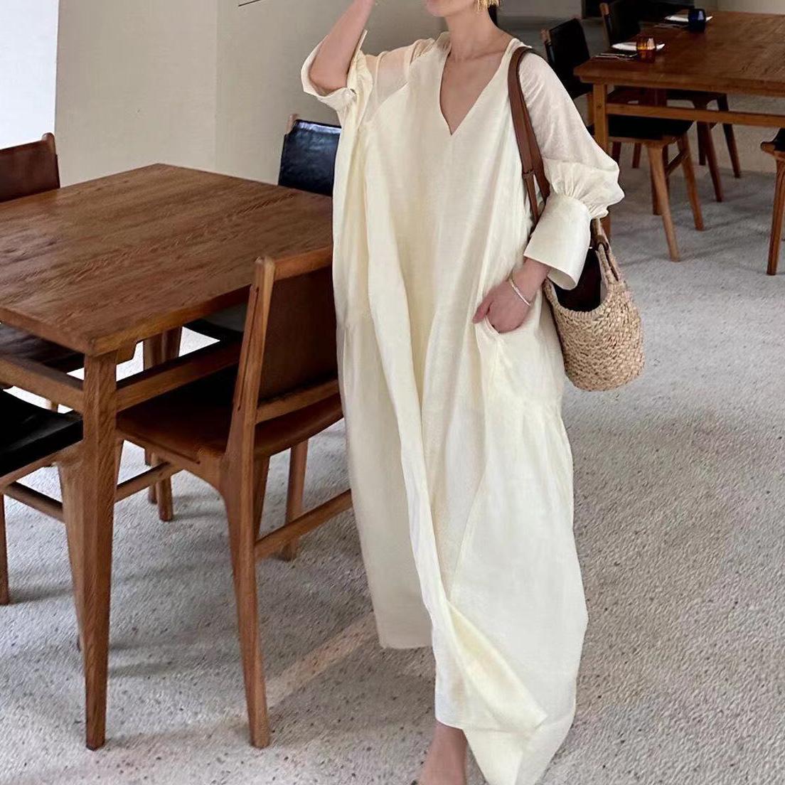 

2026 Early Spring Casual Jacquard Robe Dress Medium вершковий/білий