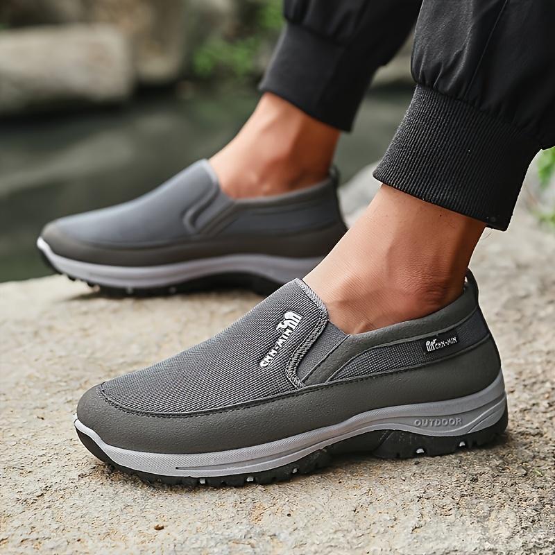 [Men's Non-Slip Loafers] Men's Comfortable Non-Slip Loafers: Solid Color Breathable Knit Slip-On Sneakers, Thick Sole Lightweight Casual Shoes
