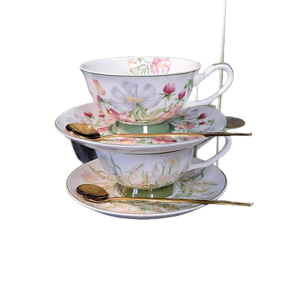 European Bone China Coffee Cup Set, Afternoon Tea Set, High-End Exquisite Ceramic, British Black Tea Cup And Saucer Set, Souvenir Gift