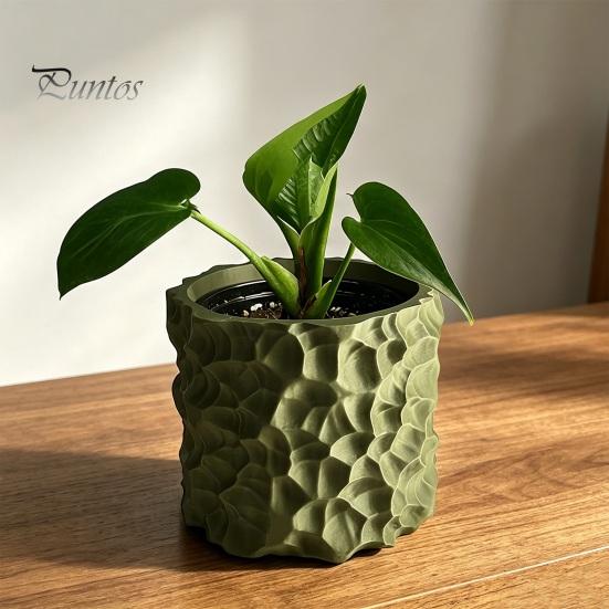 Concave Convex Flowerpot 3D Printed Wave Pattern Plant Pot, Matte White Succulents Planter, Integrated Molding Simple Design Pot Smooth Decorative