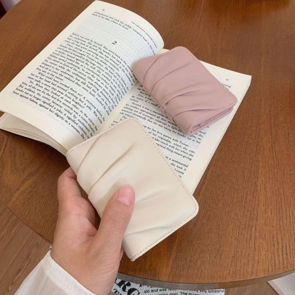 Korean Style Mini Coin Purse Multiple Card Slots Wrinkled Card Holder Button Foldable Wallet Women