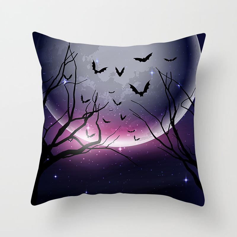 Halloween Pillow with Graffiti Letters Printed Peach Skin Home Cushion Cover Sofa Living Room Cushion Cover