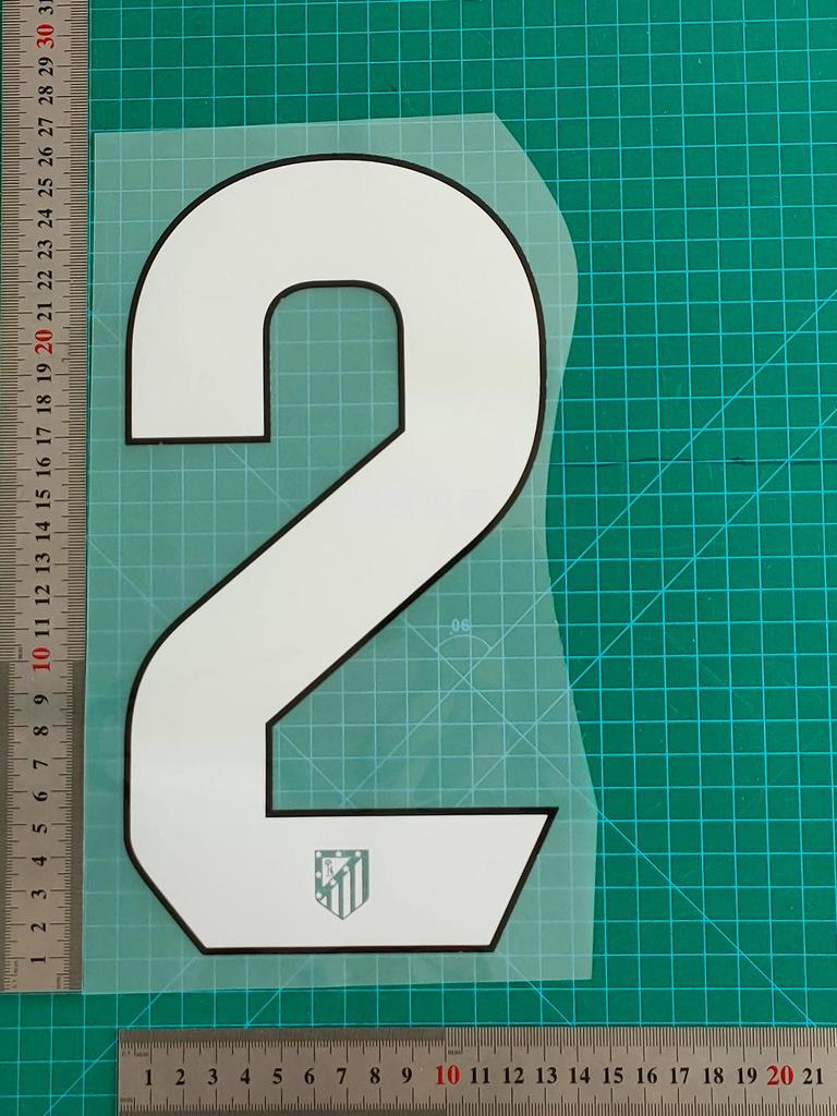 Atletico Madrid 25-26 Away Jersey Number and Letter Heat Transfer Stickers, B Grade, Adult Size