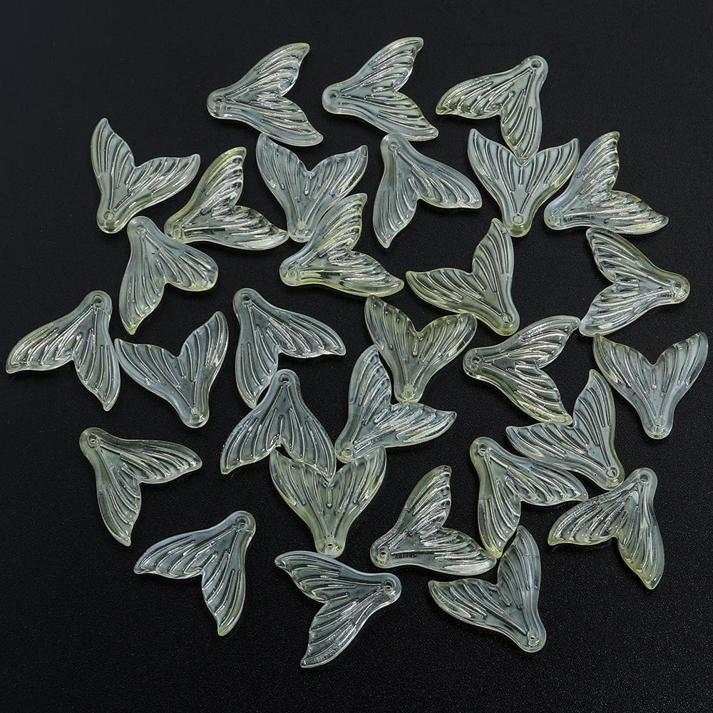 30pcs 20x19.5mm Colorful Mermaid Tail Beads Pendant Loose Lampwork Charms For Jewelry Making DIY Earring Phone Chain Accessories