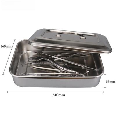 Scatola per la disinfezione dentale con coperchio in acciaio inossidabile per strumenti chirurgici, contenitore per sterilizzazione di strumenti da laboratorio