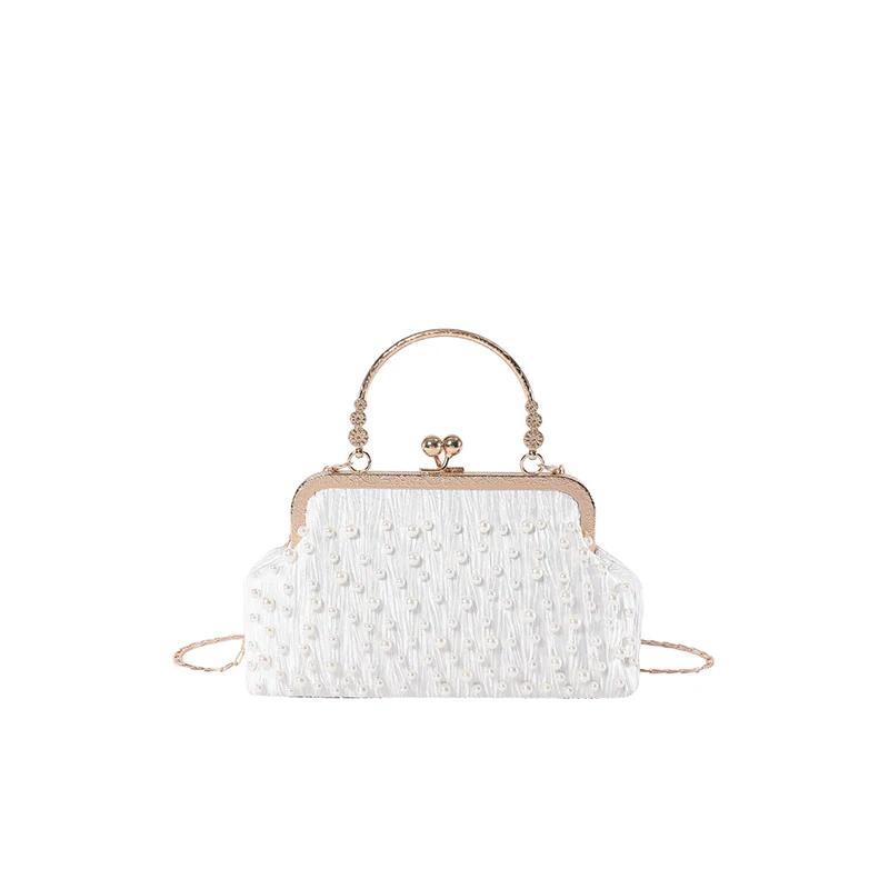 PU Women's Top-Handle Bags Hasp Chains Ladies Shoulder Bags  Light Luxury Simplicity Pearl Hot Sale