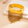 Trendy Geometric Metal Bead Bracelet with Stylish Tassels Details Dangling Charm Handchain For Daily Wear