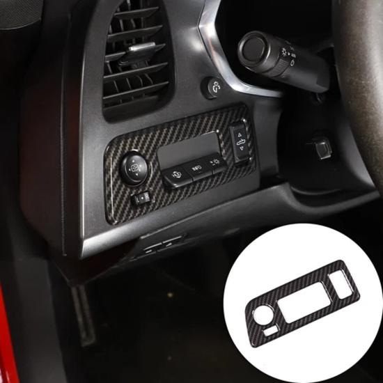ABS Carbon Fiber Headlight Switch Button Cover Trim For Corvette C7 14-19