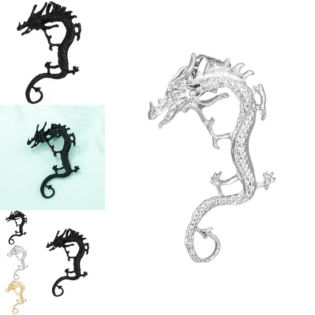Exquisite Gold Silber Schwarz Drachen Ohrringe Trendiger Tierkreis Legierung Ohrschmuck