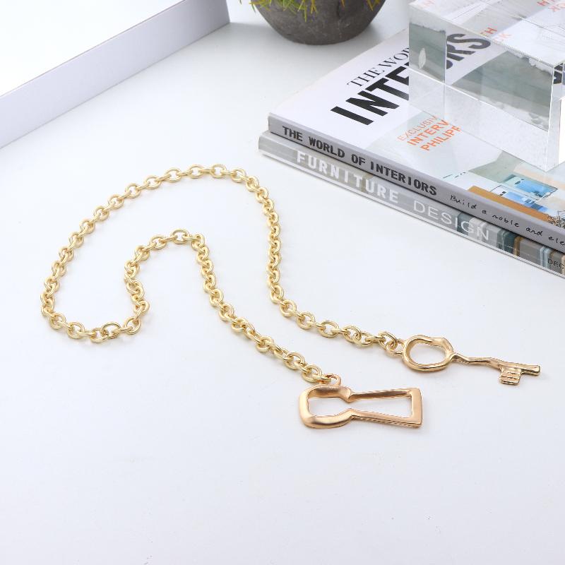 Design Matte Thick Chain Key Pendant Necklace For Women Jewelry Gift Trend Long Necklace Accessories