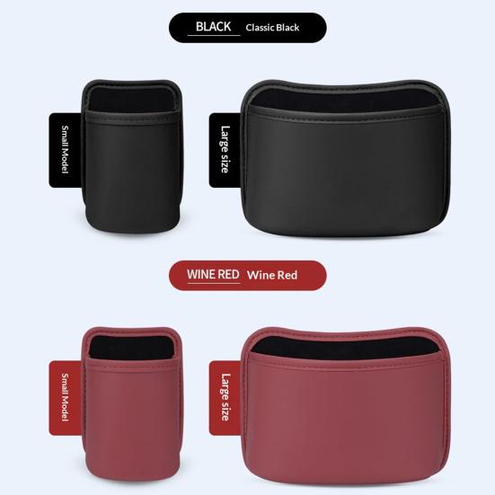 Car Seat Back-Mounted Organizer Storage Box, Non-Destructive Installation Waterproof Leather Texture Multi-Functional Trash Can Door Side Storage for