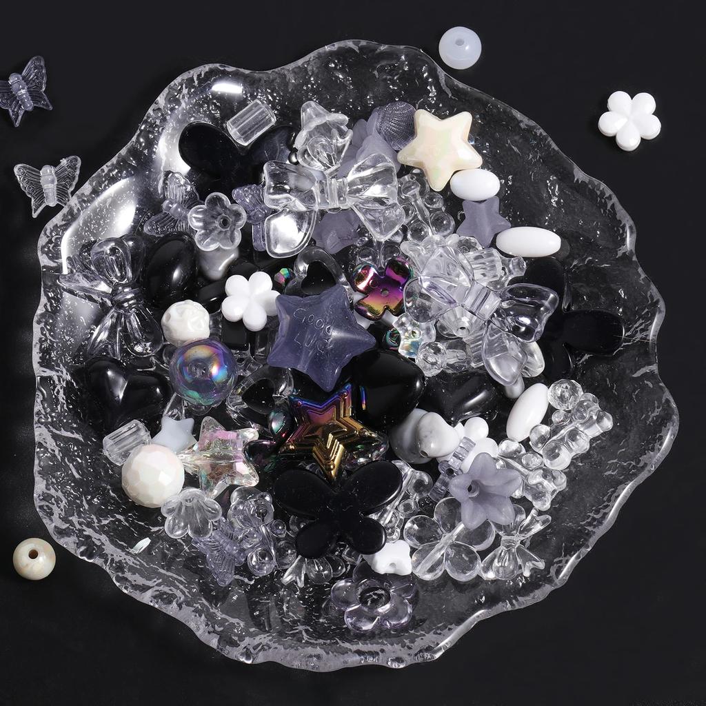 30g/lot Polychrome Acrylic Beads Star Heart Butterfly Mixed Y2K Loose Spacer Bead for Jewelry Making DIY Bracelets Necklace
