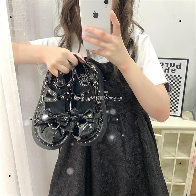 Thick heel sweet cool college style round head Mary Jane single shoes jk Japanese small leather shoes women lolita