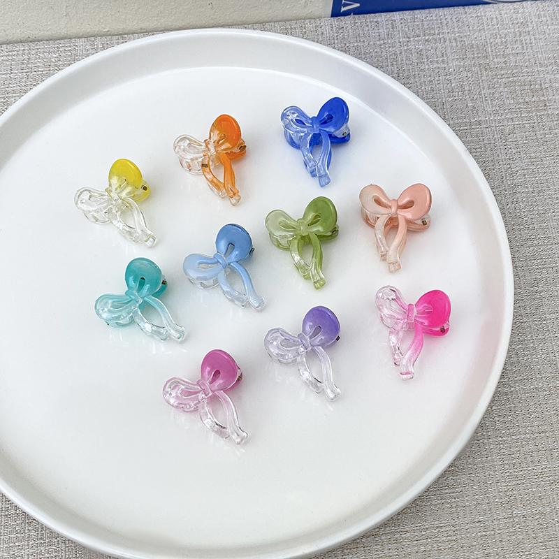 New Candy Color Gradient Bow Small Hair Clip for Women's Cute Mini Exquisite Colorful Grasp Clip Girl Hair Accessories