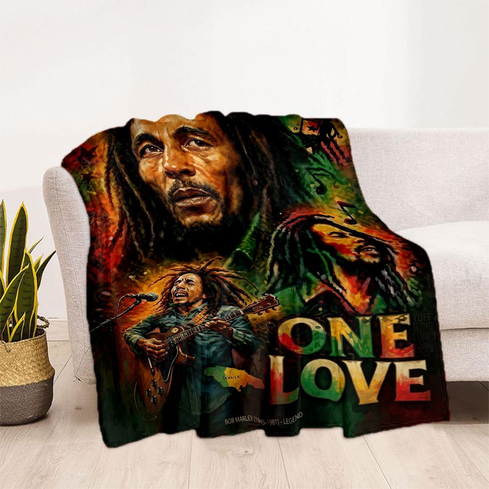 Bob Marley Rasta Blanket Durable Comfort Perfect For Chair Livingroom Sofa Four Seasons Universal Playful Design Birthday Christmas Gift Blanket