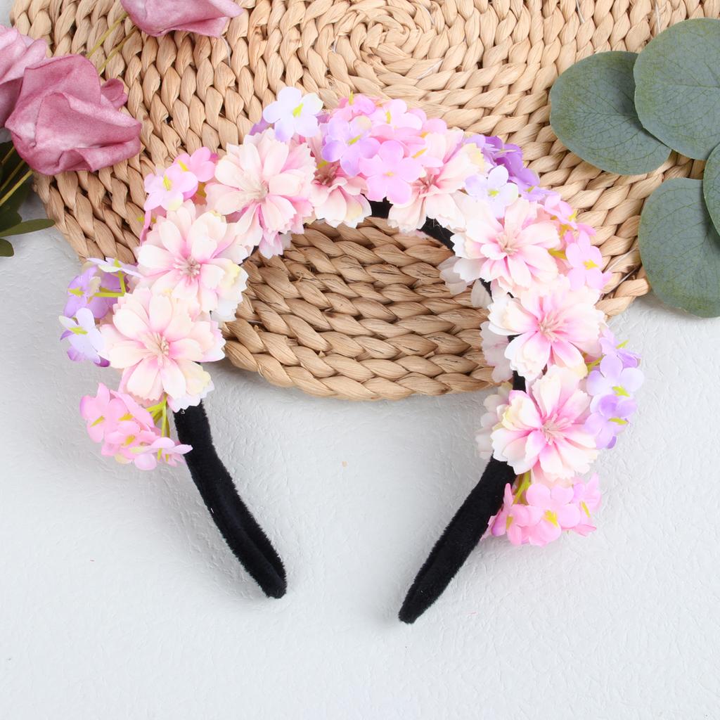 Fashion Women Bride Flowers Headband Chinese Style Flower Crown Hairband Ladies Elastic Beach Wedding Hair Accessories Headband
