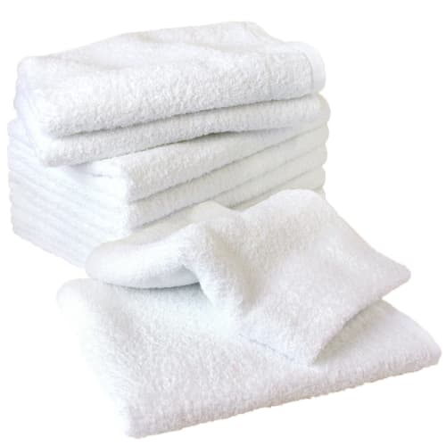Set of 10 Japanese-made Face Towels, 34 X 90 Cm, White (choose from 11 Colors), Osaka Senshu Towel, 100% Cotton, 260 Momme, Commercial-grade, Extra-lo