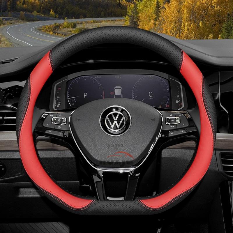 Skórzana Pokrowiec na Kierownicę Samochodową do Volkswagen Tiguan T-cross Teramont Polo Jetta Caddy T-roc Tayron Crafter 2025 Akcesoria