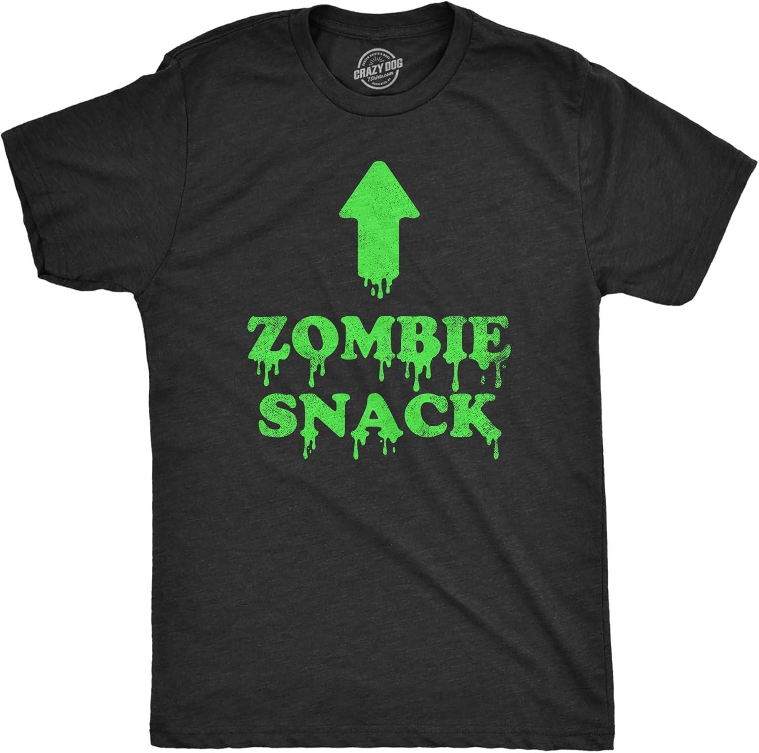 Mens Zombie Snack T Shirt Funny Halloween Undead Eating Joke Tee for Guys S