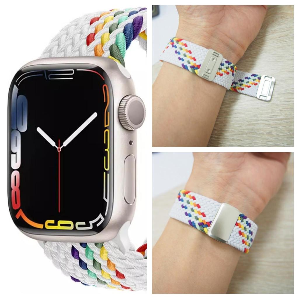 Kompatibles elastisches geflochtenes Magnetarmband aus Nylon für Apple Watch 4, 5, 6 & iWatch 7, 8, 9