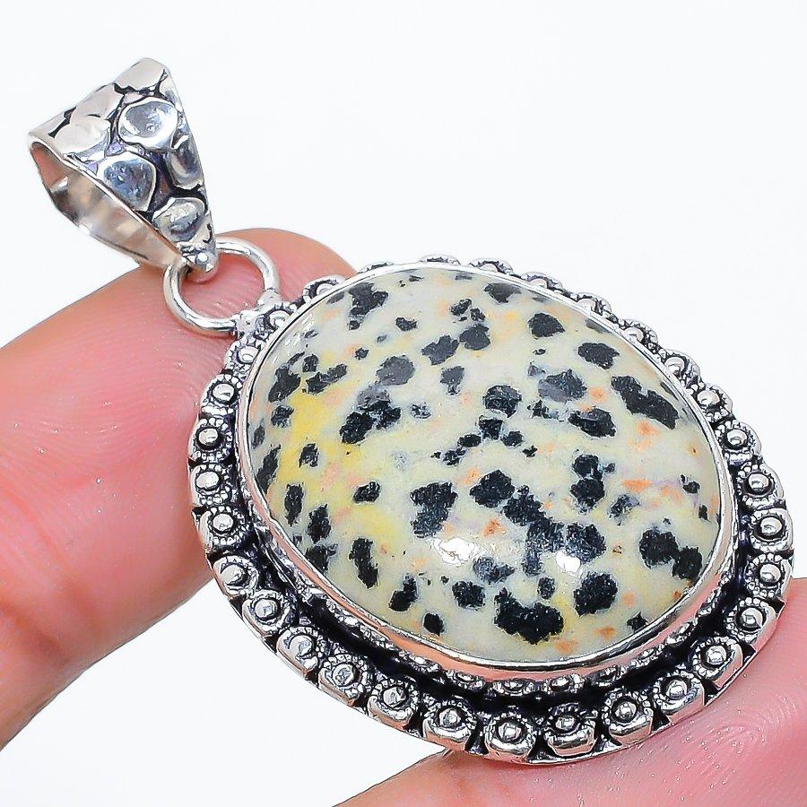 

Dalmation Jasper Gemstone 925 Sterling Silver Jewelry Pendant 1.89 SU-10727