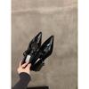 Chaussures simples à talon moyen-haut pointues noires, tempérament français, chaussures pour femmes, printemps, automne, hiver, Mary Jane, chaussures de soirée
