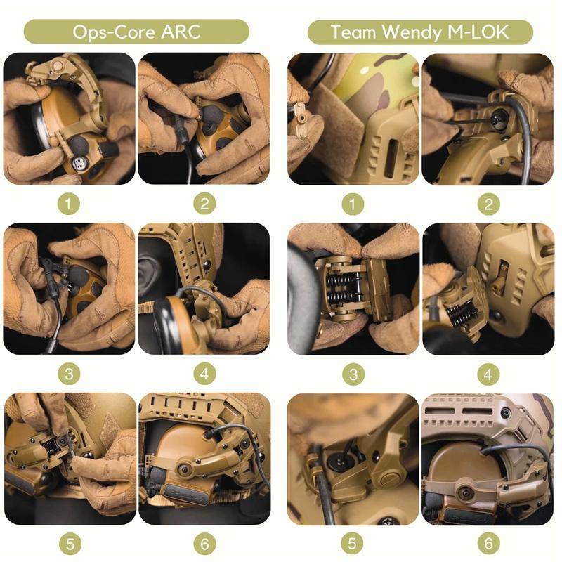 Tactical Helmet Rail Adapter for PELTOR ComTac Airsoft Shooting Accessories Headset Mount Fit Ops Core ARC Team Wendy MLOK Rail