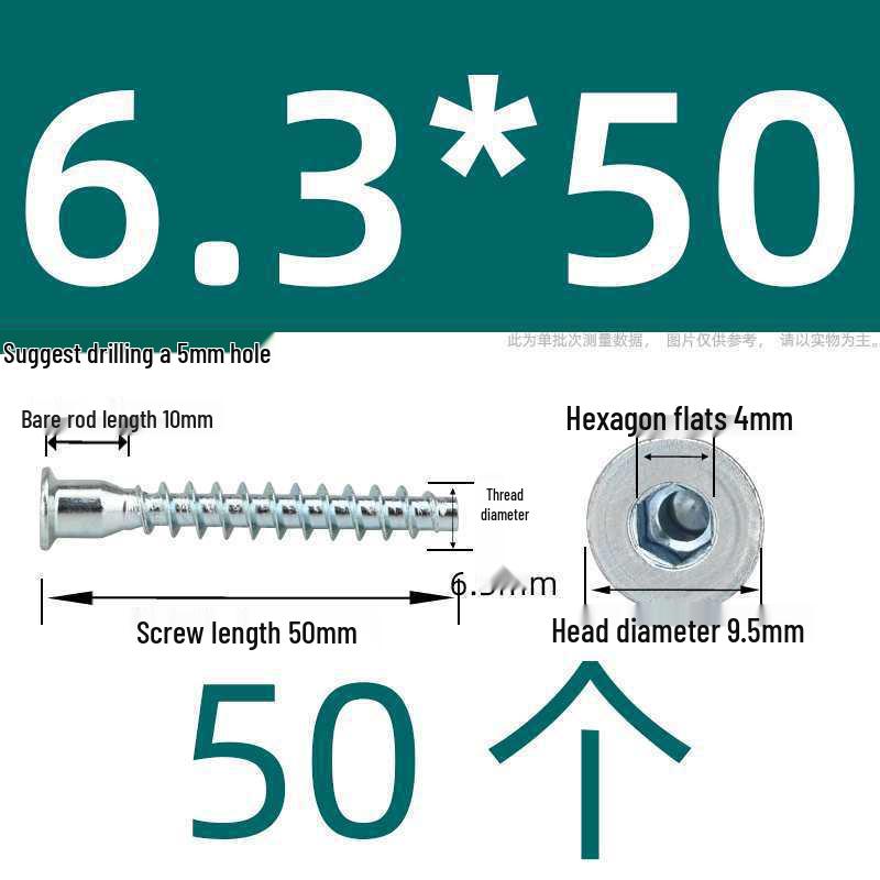Hex Socket Phillips Countersunk Wood Screws for Furniture & Cabinet, Self-Tapping, M5/M6/M7
