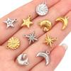 5pcs/lot High Quality Stainless Steel Pendant Star Moon Round Shape Fashion Charms For Jewelry Making DIY Necklace Earrings Gift