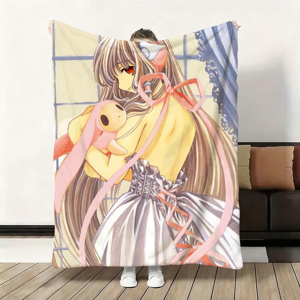 C-Chobits Cartoon Cute Anime Throw Flannel Fluffy Soft Blanket Warm Skin-Friendly Throw for Sofa Bed Office Nap Winter