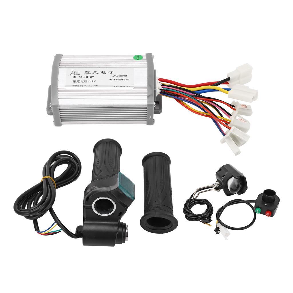 48V 1000W Brushed Motor Controller with Twist Throttle Handle Keys Front Lamp Switch Kit for