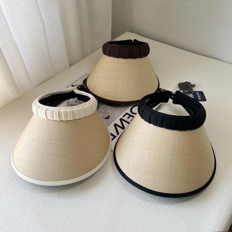 Straw Hat, Sun Protection Hat, Straw Woven Big Eaves, Hair Card, Empty Top Hat, Summer Shading Outdoor Sun Hat