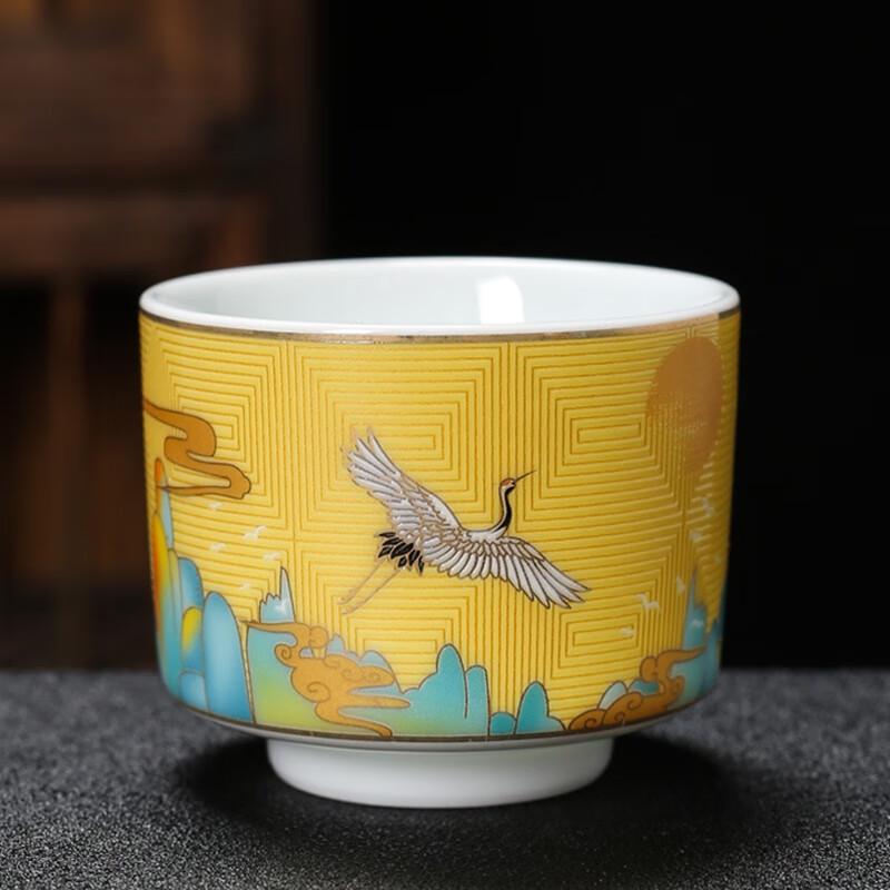 Shangqi Auspicious Cranes Ceramic Gongfu Master Tea Cup