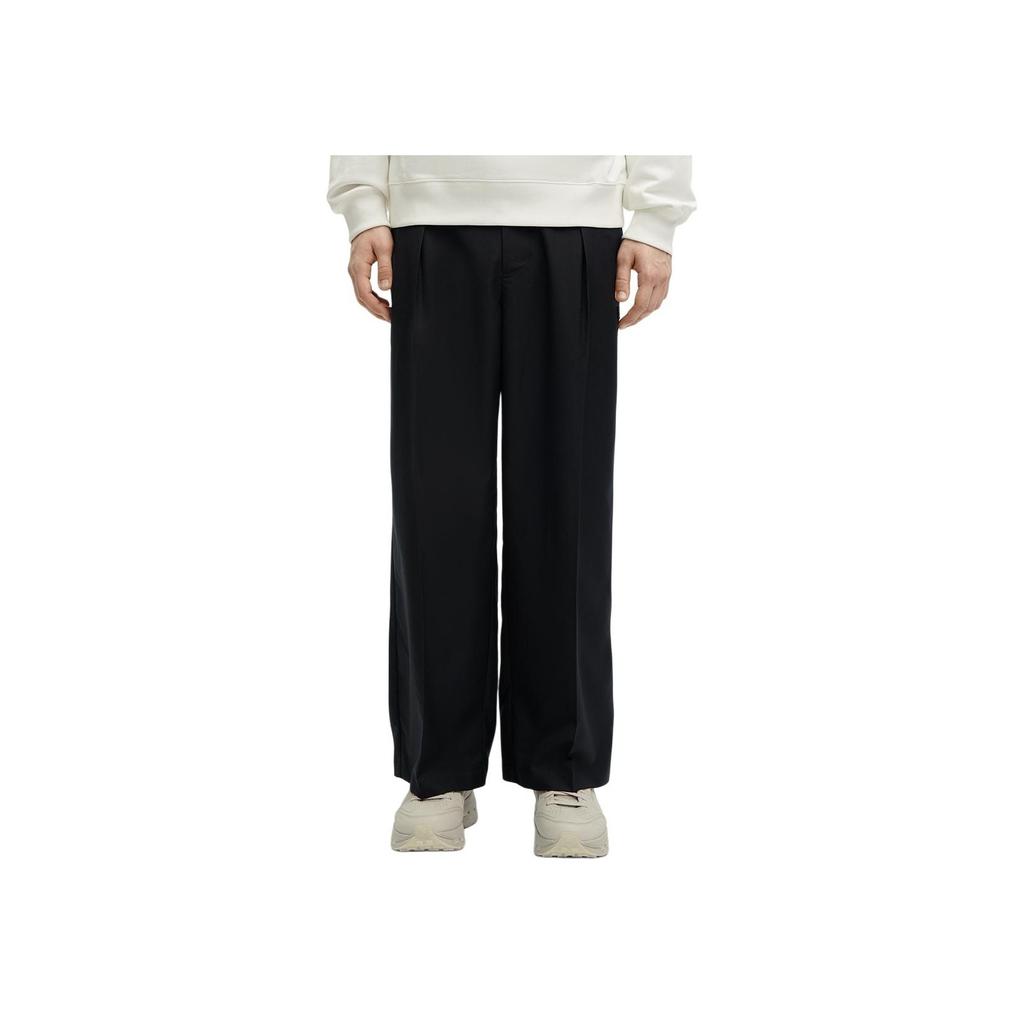 FILA Solid Color Mid Waist Comfortable Straight Leg Casual Pants Men bottoms Black F11M415803F-BK